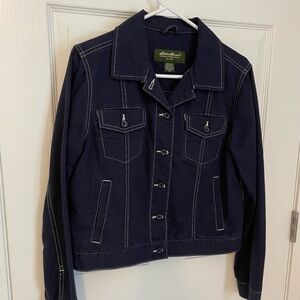Eddie Bauer Jean Jacket, White Stitch Details, Soft, Great Preloved Condition